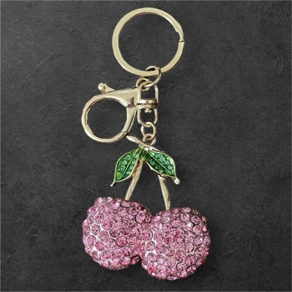 Accessories - Pink Rhinestone “Cherry” Keychain / Bag Charm